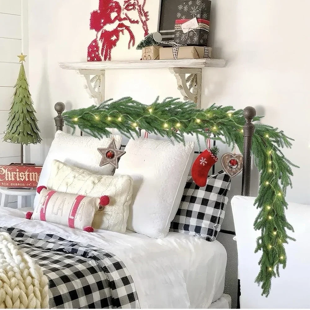 2 Pcs 6ft Realistic Norfolk Pine Christmas Garlands Flexible Decoration Holiday